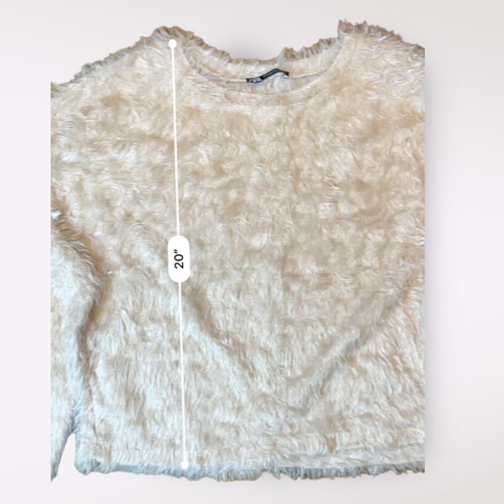 Zara Peach Furry Funky Indie Boho Long‎ Sleeved Sweater Size S - Picture 7 of 10